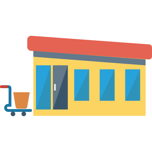 Supermarket shopping market architecture and city icon