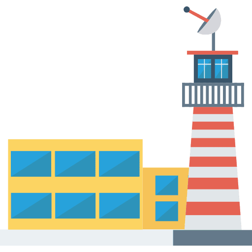 Airport architecture and city air traffic travel icon