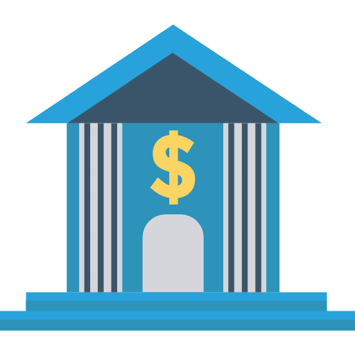 Bank money building savings icon