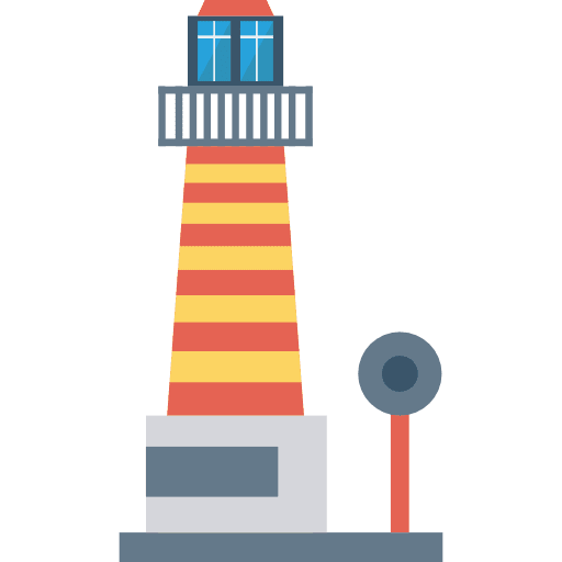 Lighthouse guide architecture and city orientation icon