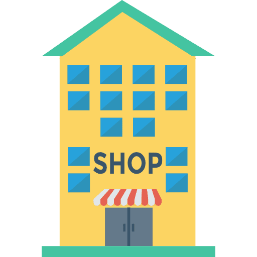 Shop shopping store online store architecture and city icon