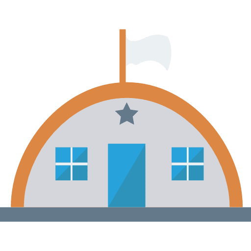 Army buildings architecture and city army base icon