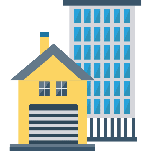 Building architecture and city flats offices icon