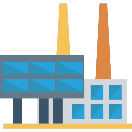 Factory buildings contamination landscape icon