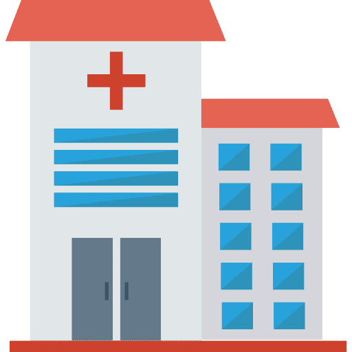 Hospital health clinic urban architecture and city icon