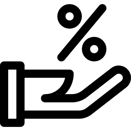 Discount commerce commission label icon