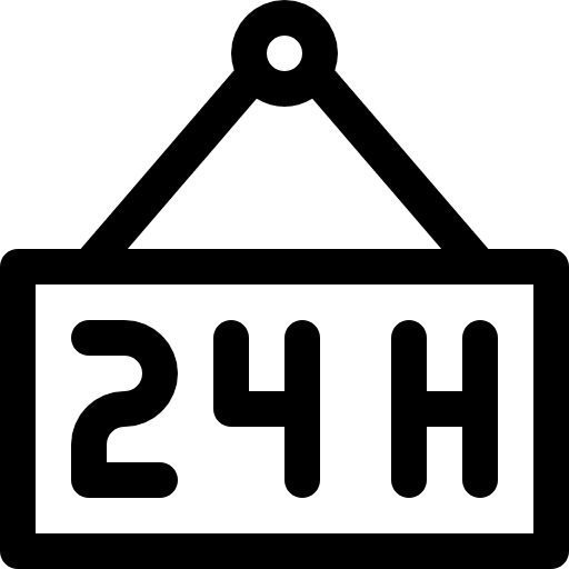 24 hours commerce and shopping 24 hours sign sign icon