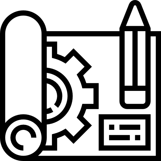 Blueprint construction and tools plant architecture icon