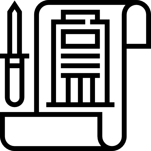 Blueprint construction and tools architecture map icon