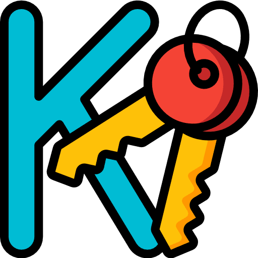 Letter k abecedary alphabet education icon