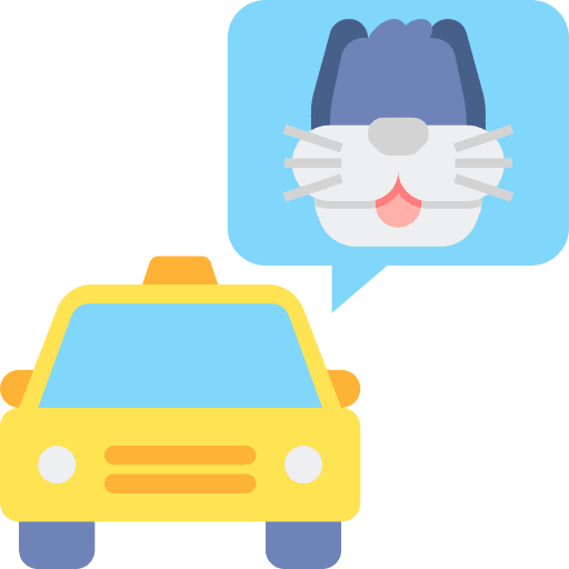Pet taxi chat car transportation icon