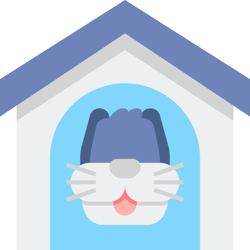 Pet house architecture and city pet shop house icon