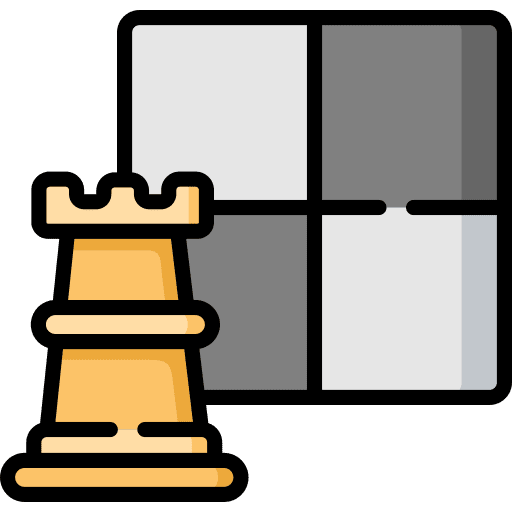 Chess strategy gaming checker board icon