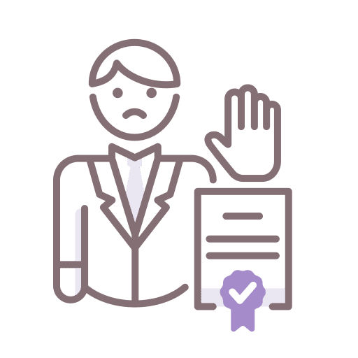 Veto stop man certificate icon