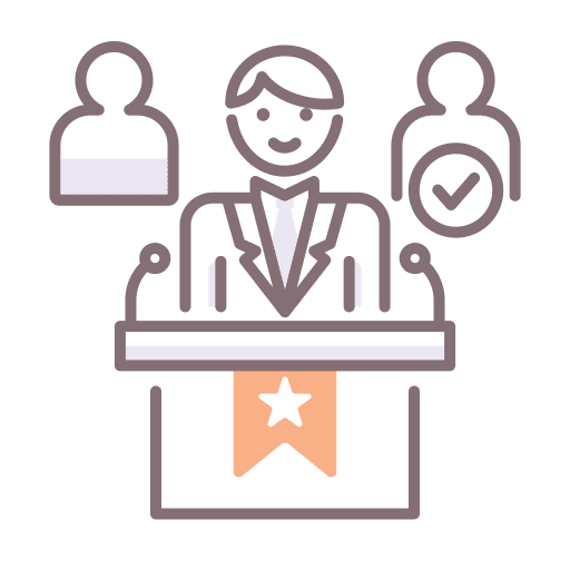 Convention candidates debate politics icon