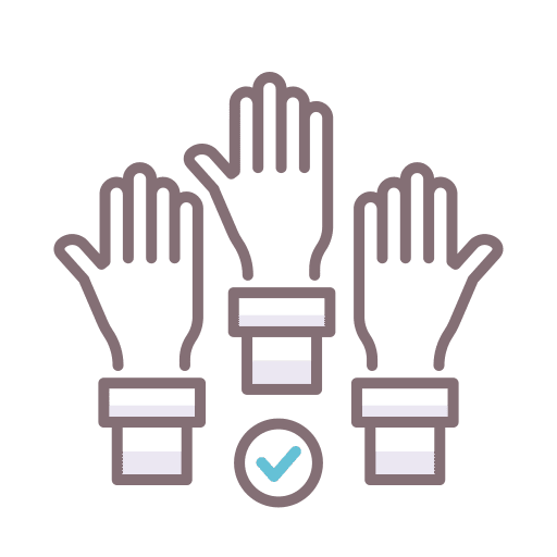 Democracy hands ballot check icon