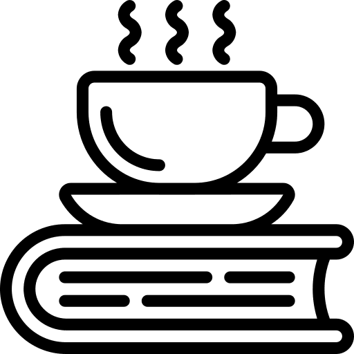 Book study coffee reading icon