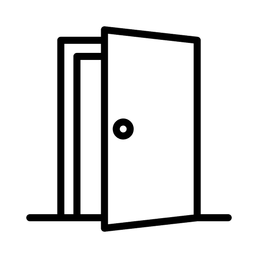 Door filled open furniture and household icon