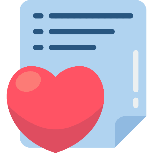 Heart file list love and romance icon