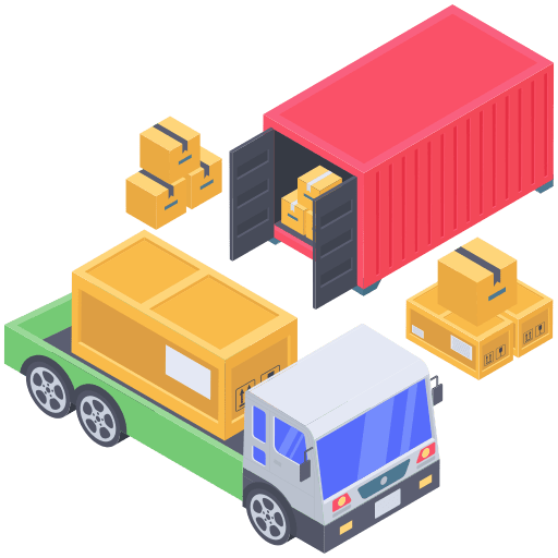 Container shipping and delivery transport logistic icon