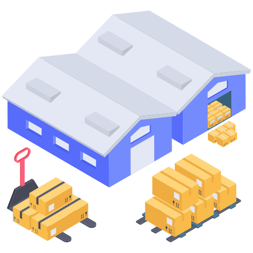 Warehouse shipping and delivery shipping boxes icon