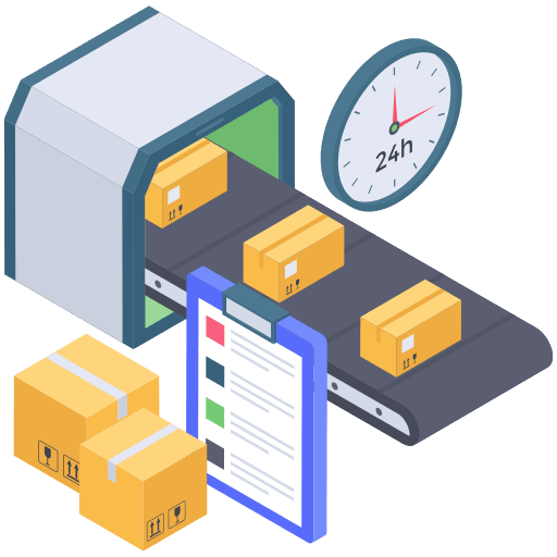 Delivery time clock conveyor belt time icon