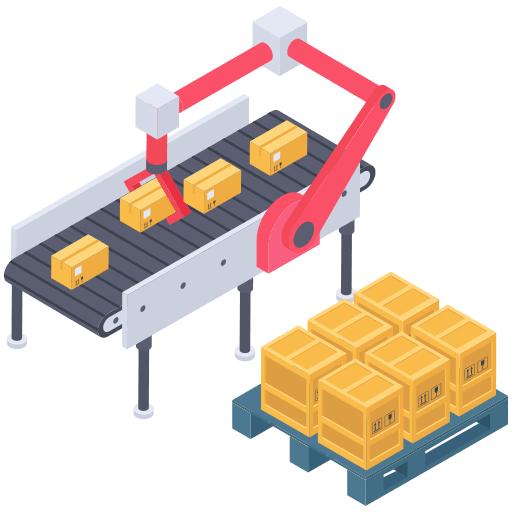 Manufacturing process shipping production icon