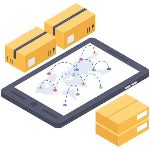 Global distribution shipping and delivery product distribution icon