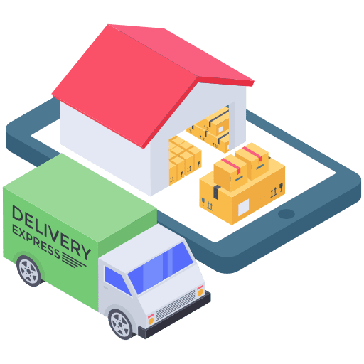 Shipping and delivery logistics delivery factory stock icon