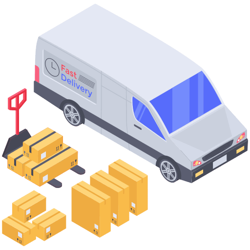 Van cargo boxes transport lift icon