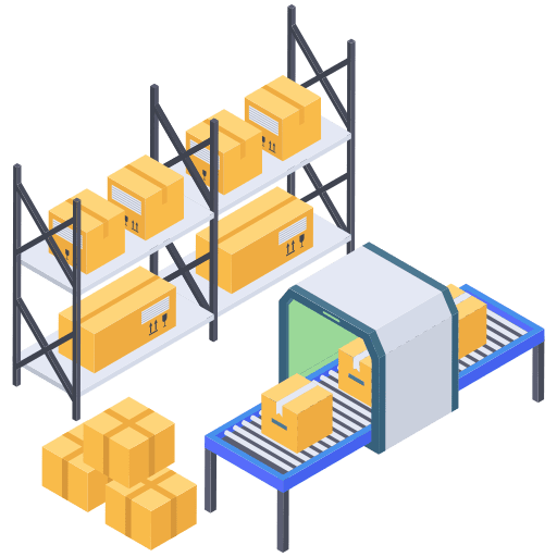 Conveyor belt process production shipping icon