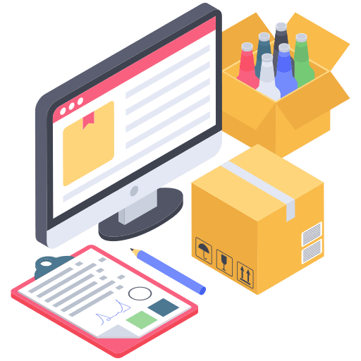Ecommerce order monitor shipping and delivery icon