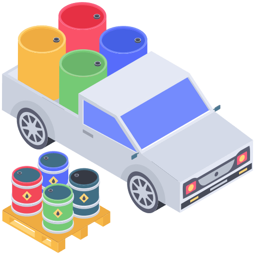 Cargo truck product distribution barrel icon