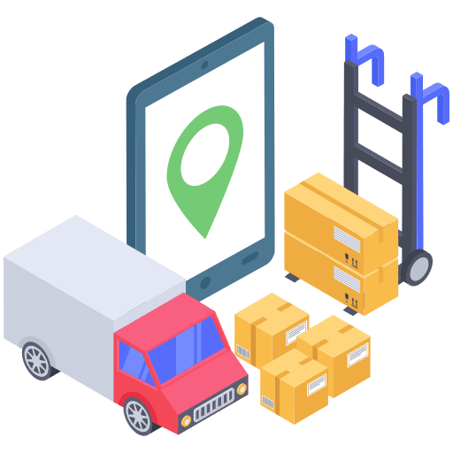 Location shipping and delivery location delivery truck icon
