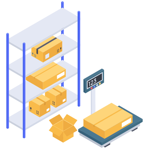 Parcel weight box logistics products icon