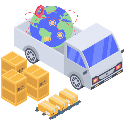 Worldwide shipping parcel shipping and delivery courier icon