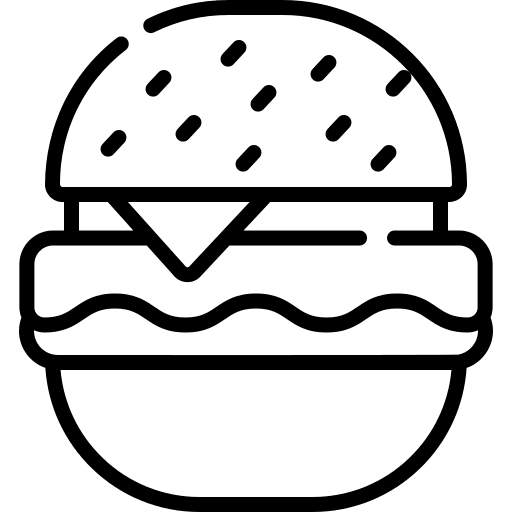 Burger menu food and restaurant hamburger icon