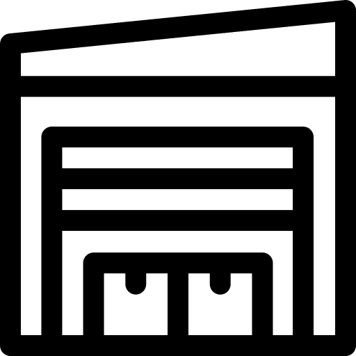 Warehouse shipping and delivery package door icon