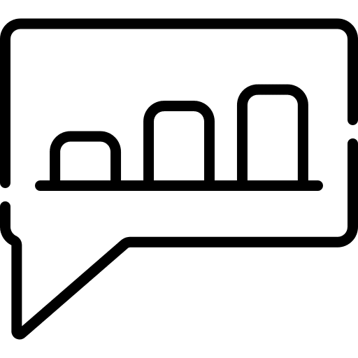 Bar graph information bar graph chat bubble icon