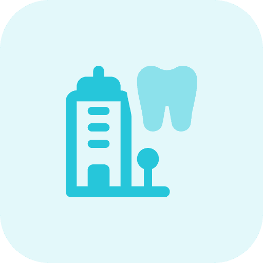 Hospital dentistry architecture and city tooth icon