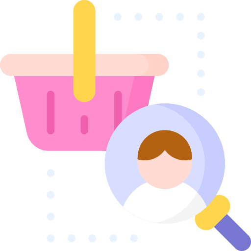 Consumer investigation commerce and shopping magnifying glass icon