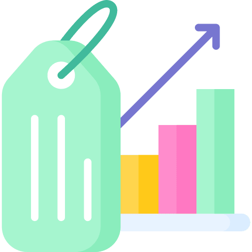 Sales bar graph tag increase icon