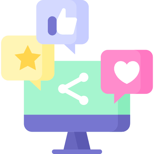 Social media thumbs up screen heart icon
