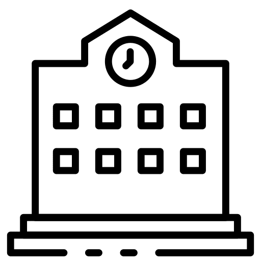 Building architecture and city university school icon