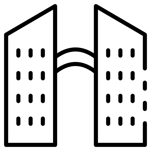 Building architecture and city bridge construction icon