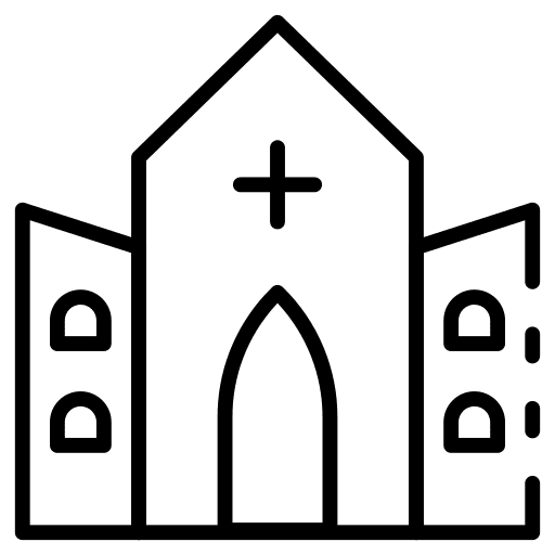 Church building architecture and city church icon