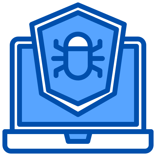 Antivirus bug software loupe icon