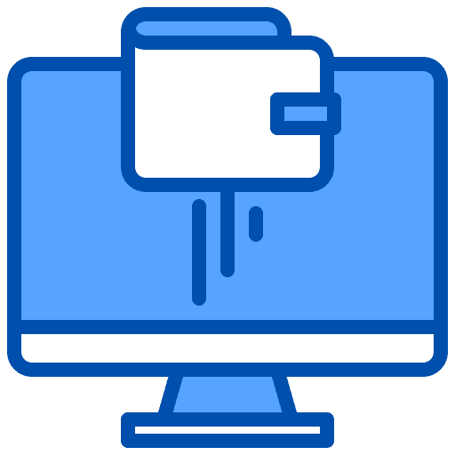 Wallet screen business and finance computer icon