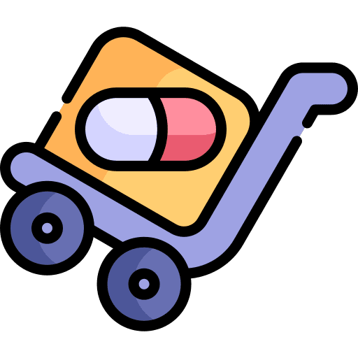 Trolley healthcare and medical delivery box drugs icon