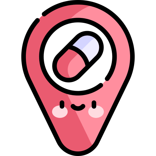 Location pin pharmacy hospital capsule icon